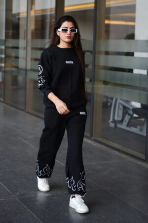 Exotix Fine AF Sweatshirt With Fire Baggy Track Pant