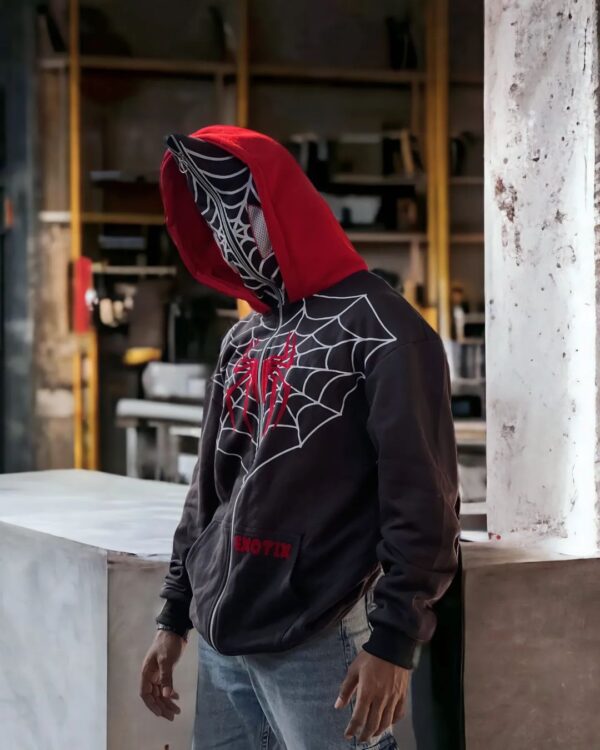 Exotix Full-Zip Double-Cap Spider-Man Hoodie: Unleash Your Inner Spidey