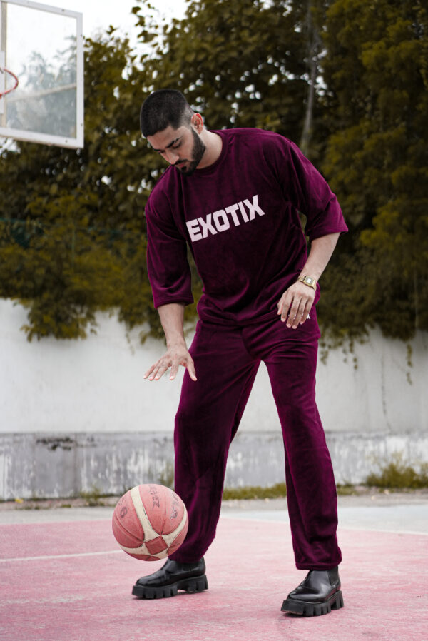 Exotix Maroon Velvet Co-Ord For Men