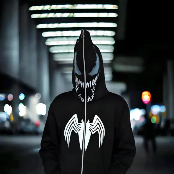 Exotix Black Venom Hoodie Marvel Inspired Zip Up Hoodie - Image 3