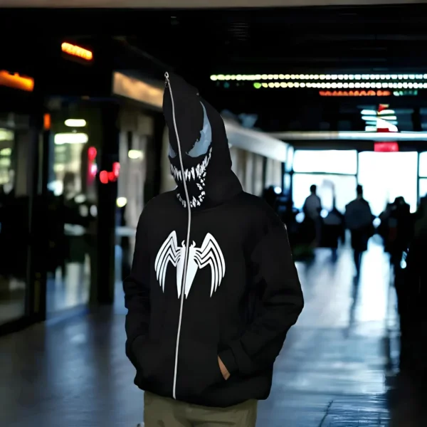 Exotix Black Venom Hoodie Marvel Inspired Zip Up Hoodie - Image 4