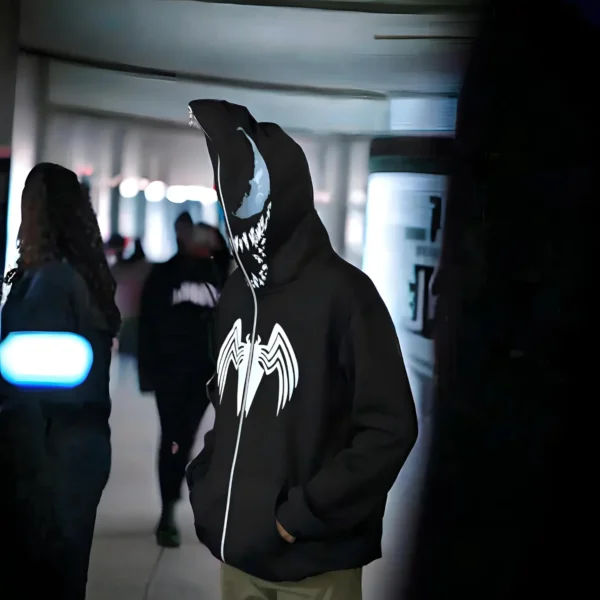 Exotix Black Venom Hoodie Marvel Inspired Zip Up Hoodie - Image 5