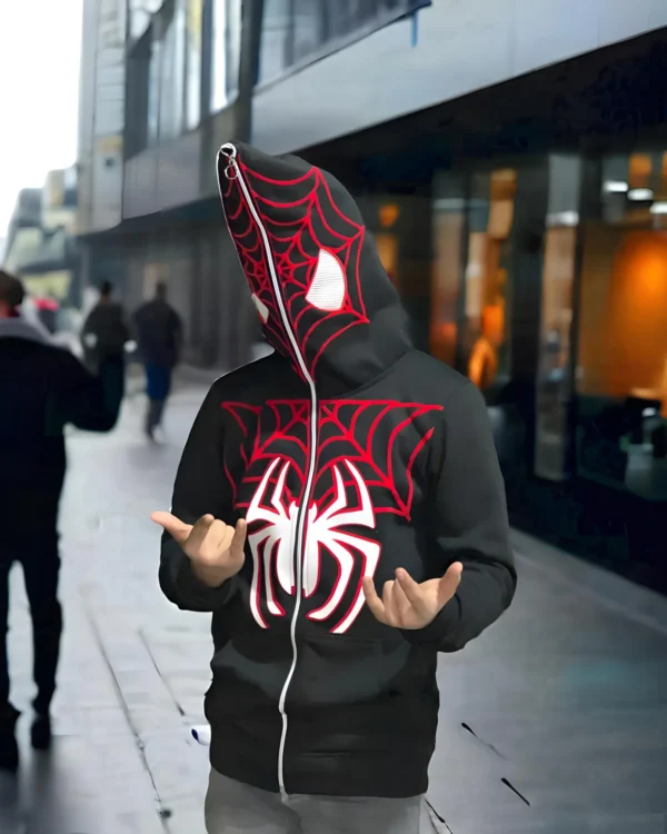 Black Spider-Man Hoodie Iconic Marvel Comics Zip Up Hoodie