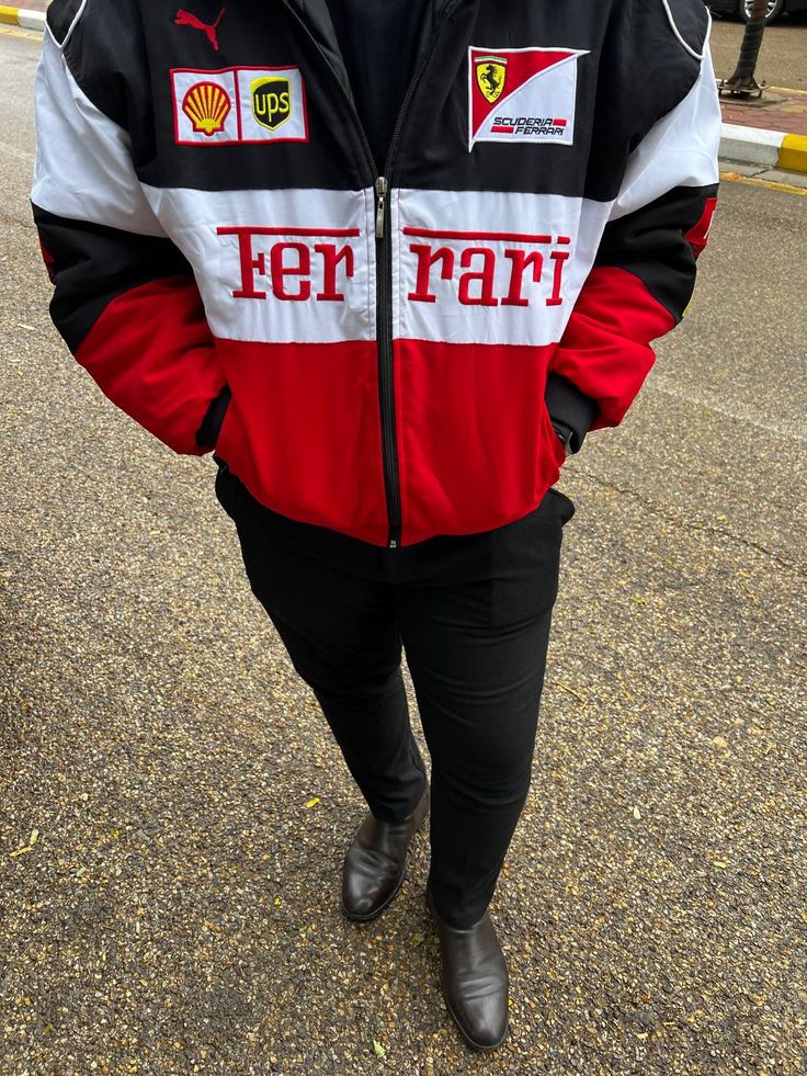 Red Ferrari F1 Vintage Racer Jacket Embrace Classic Racing Style ...