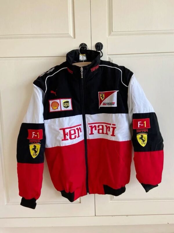 Red Ferrari F1 Vintage Racer Jacket Embrace Classic Racing Style