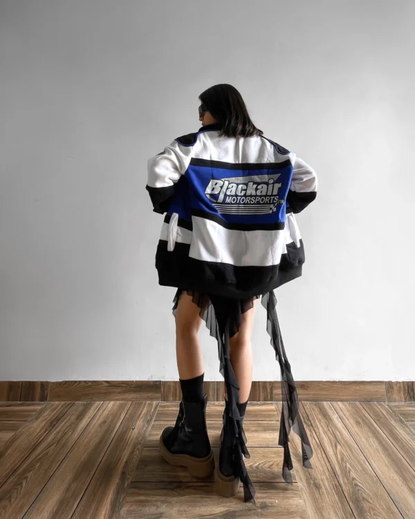 Black Air Racing Jacket for Women's | Vintage Biker & Fashion Racer Style - Image 2