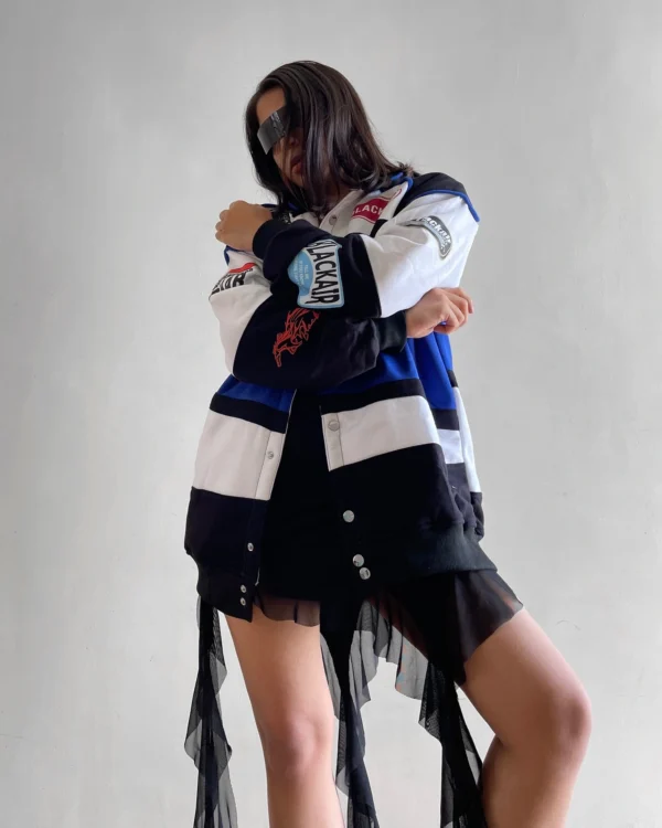 Black Air Racing Jacket for Women's | Vintage Biker & Fashion Racer Style - Image 5
