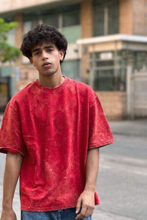 Red Acid Wash Oversized T-Shirt - Unisex Streetwear