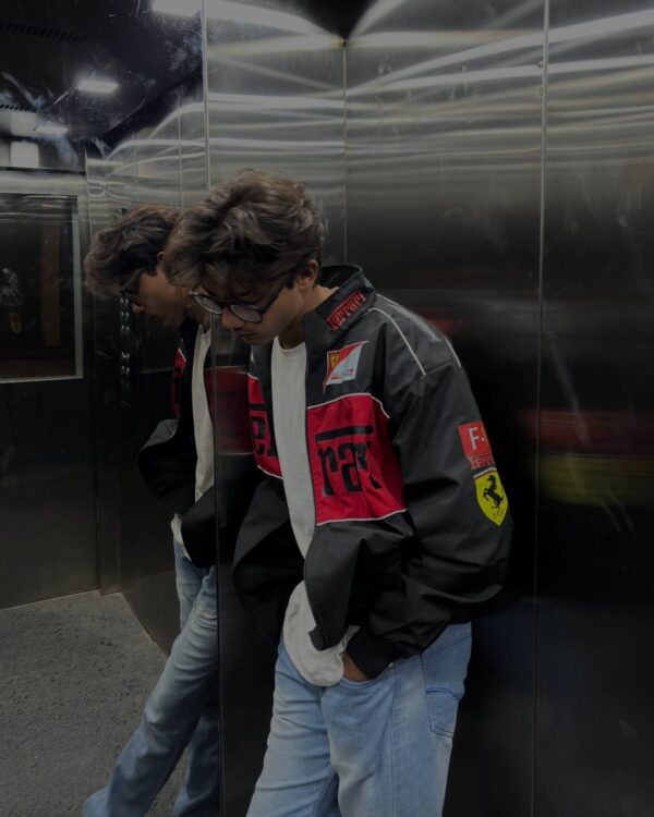 Classic Black Ferrari F1 Jacket for Male Racers