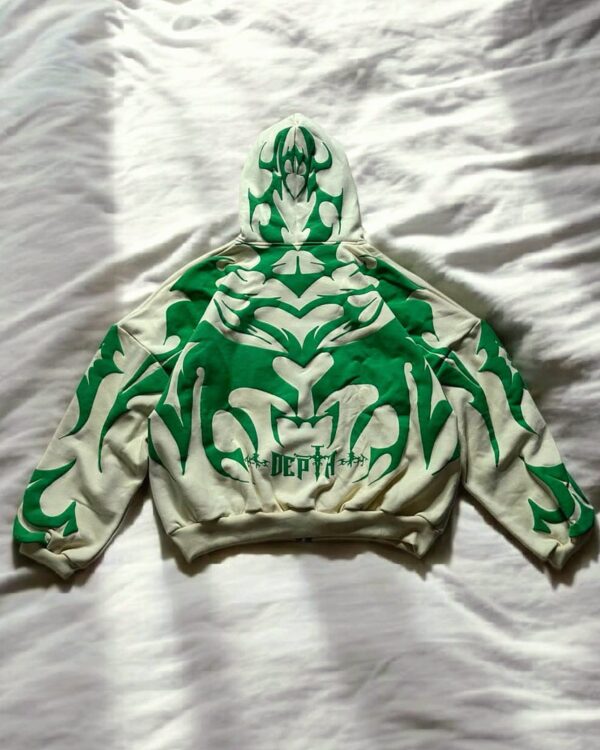 Back Design of Tribal Shadow Depth Oversized Hoodie – Unique Indian Streetwear
