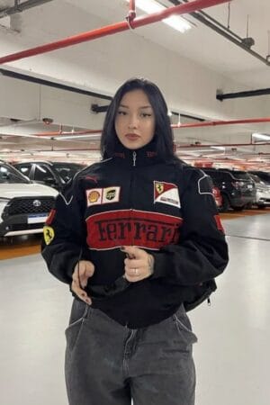 Buy Now Women's Black F1 Ferrari Jacket In India From Exotix