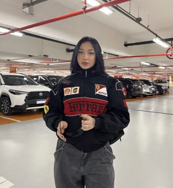 Buy Now Women's Black F1 Ferrari Jacket In India From Exotix