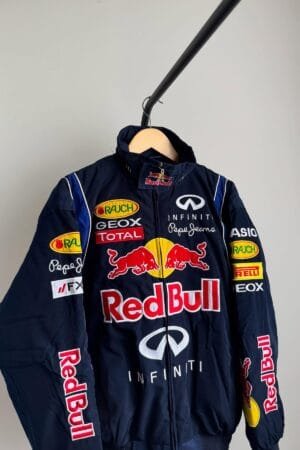 High-quality Red Bull Racing Bomber Jacket by Exotix with Infiniti and Total embroidery details