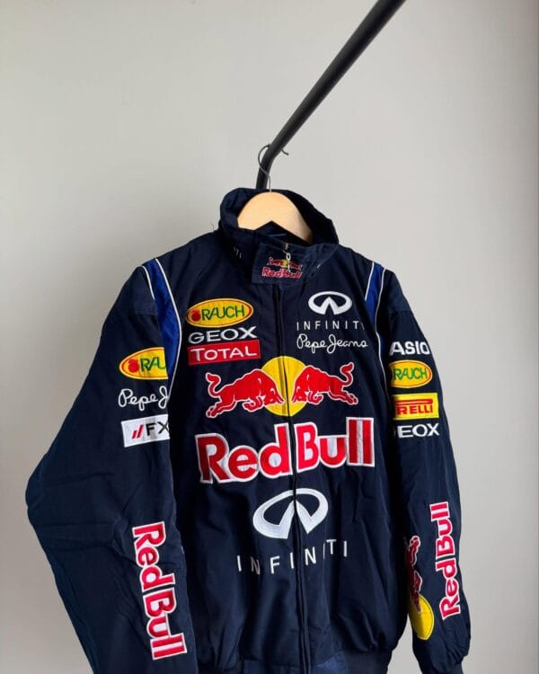 High-quality Red Bull Racing Bomber Jacket by Exotix with Infiniti and Total embroidery details
