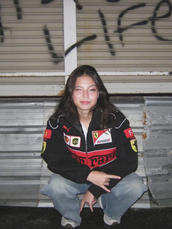 Luxury black Ferrari F1 racing jacket embroidered design streetwear