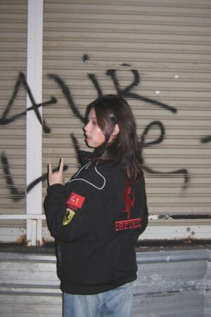 Racing team embroidered jacket Ferrari F1 streetwear unisex black