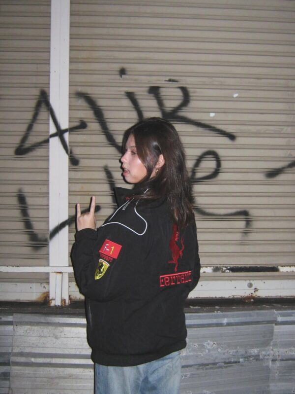 Racing team embroidered jacket Ferrari F1 streetwear unisex black