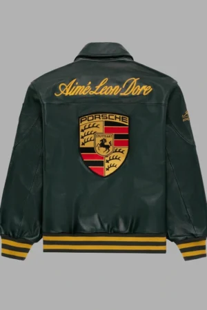 Back design of Exotix Porsche 993 Leather Jacket with Porsche logo embroidery