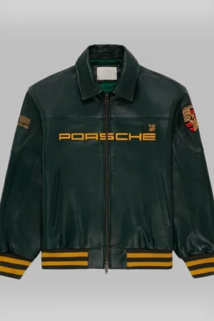 Exotix Premium Porsche 993 Leather Jacket Front View – Vintage Racing Style