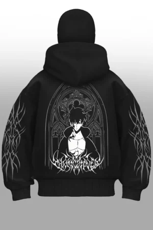 Sung Jin Woo Solo Leveling Balaclava Hoodie Back Print – Exotix Anime Hoodie