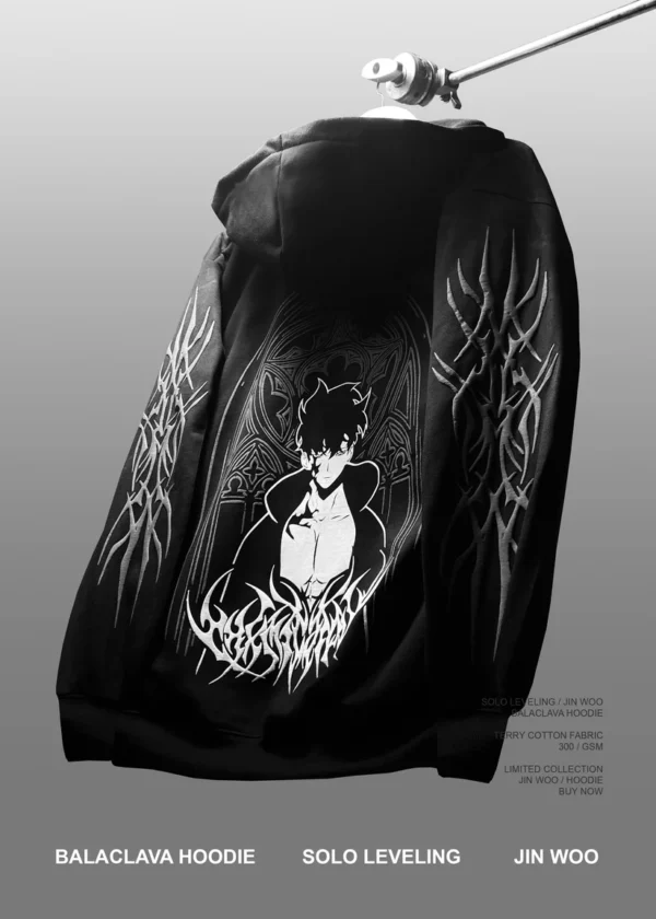Folded Exotix Solo Leveling Balaclava Hoodie – Premium Anime Hoodie for Men and Women
